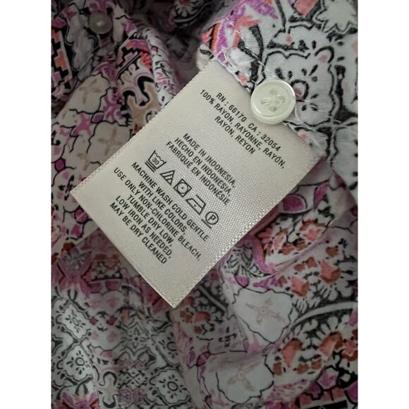 Anthropologie Islet Geometric Women's Blouse Top Shirt Maeve Pink S Button-down - Picture 4 of 5
